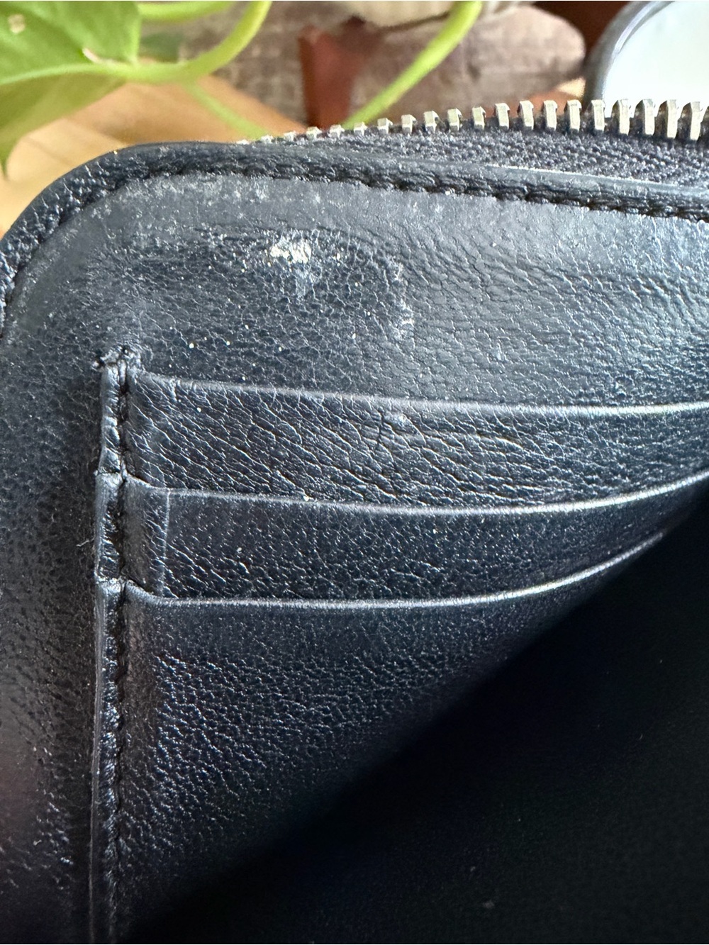 AUTHENTIC Saint Laurent Black Leather Zip Card Wallet - Picture 3 of 7
